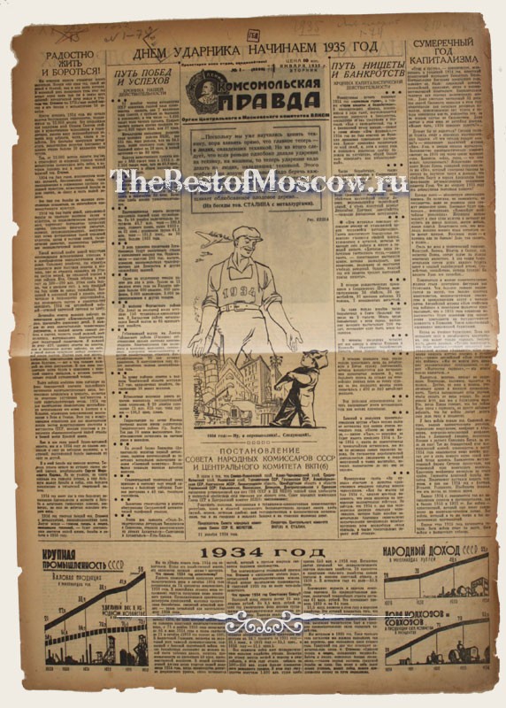 Оригинал газеты "Комсомольская Правда" 01.01.1935